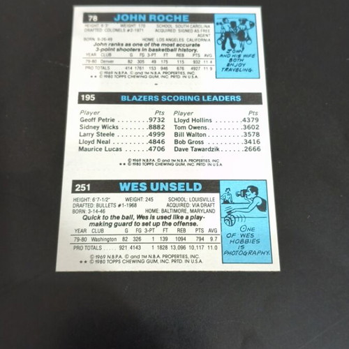 1980 Topps NBA Triple Mini Card mint condition