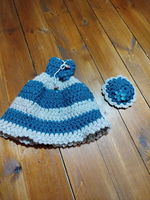 Barbie type doll handmade dress and hat set new