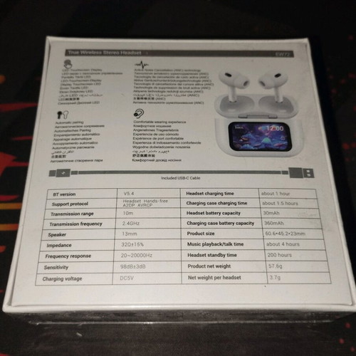 Bluetooth Earbuds V5.4 with Touchscreen and Active Noise Cancelling new
