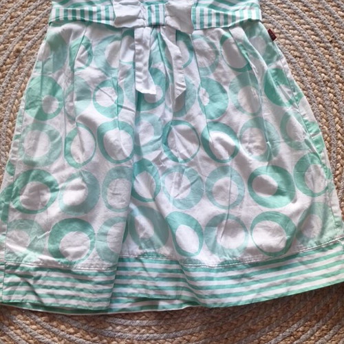 Evita dress for girls 9-10 years used, green and white with bow