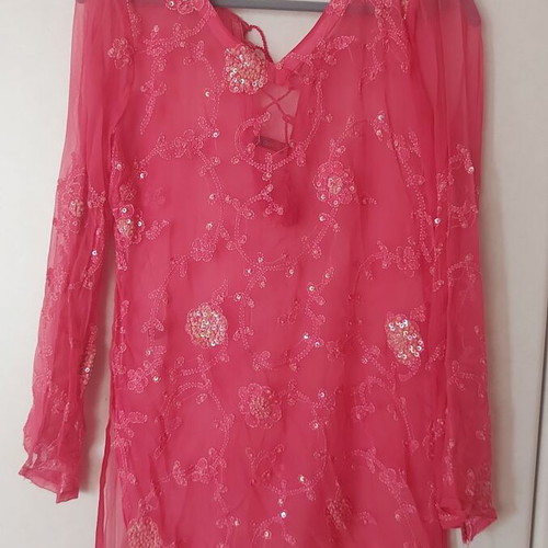 Te Quiero women's blouse used, pink, size S, transparent kaftan