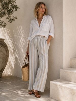 Marva Lababa striped summer pants, size L