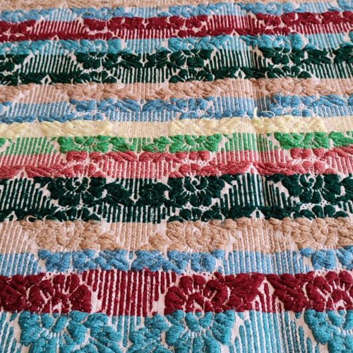 Vintage knitted wool quilt blanket used, 1970s