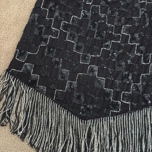 Nasty Gal mini skirt with braided tassels, new, size S, black and silver