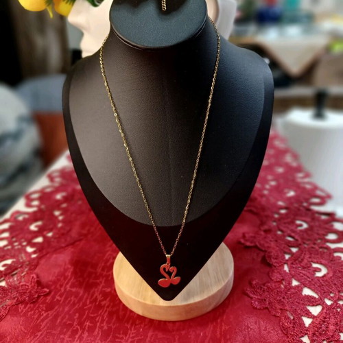Jewelry set with swan gold color stainless steel new