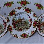  Διακοσμητικά πιάτα φαγητού 12τμ. 26.6 εκ. Royal Albert "old country roses Cottage" bone china England 1988'.