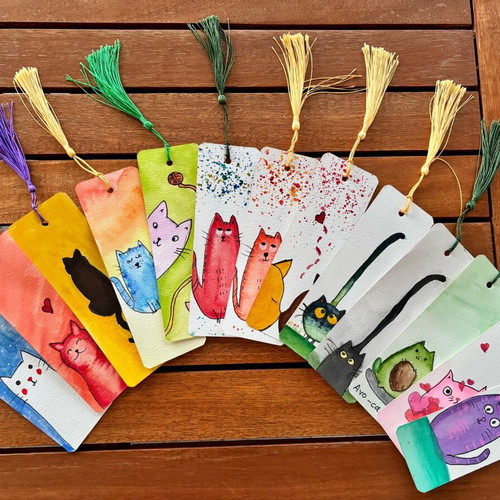 Handmade book bookmarks new with watercolor paint