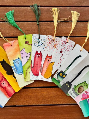 Handmade book bookmarks new with watercolor paint