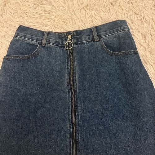 Denim skirt with zipper like new, blue, size S
