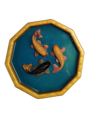 Fish in pool new, creation from liquid glass