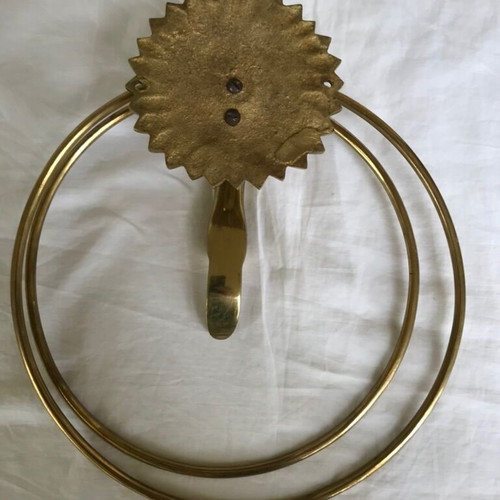 Set of rings used, brass antique curtain or towel holders in gold color