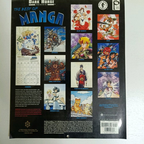 Dark Horse Presents The Best of Manga 2000 Calendar like new