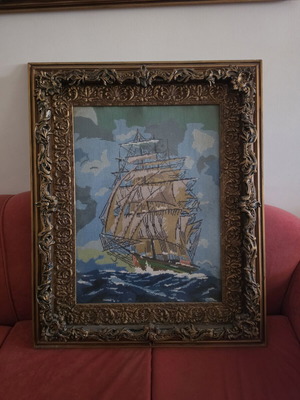 Vintage embroidered framed artwork like new