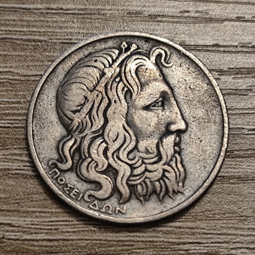 20 Drachmae 1930 Poseidon Silver Coin used, Greece