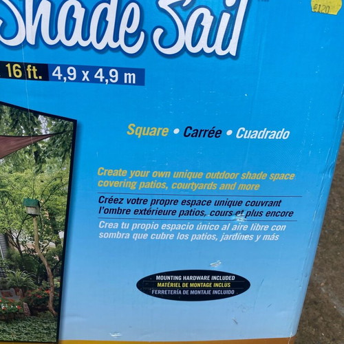 Sun Shade Sail Canopy like new, 4.9x4.9 meters, terracotta