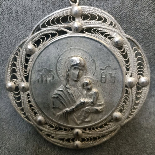 Religious handmade carved metal icons like new, set of 3 pieces