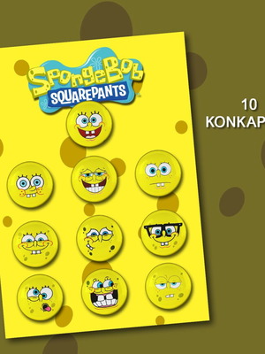 SpongeBob face pins set 10 different, new, 2.5cm each