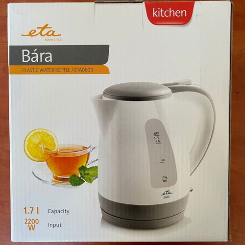 ETA Bara kettle 1.7lt 2200W new, grey-white