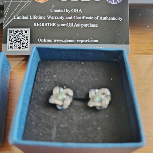 Silver earrings with emerald green Moissanite stones 0.6ct, new