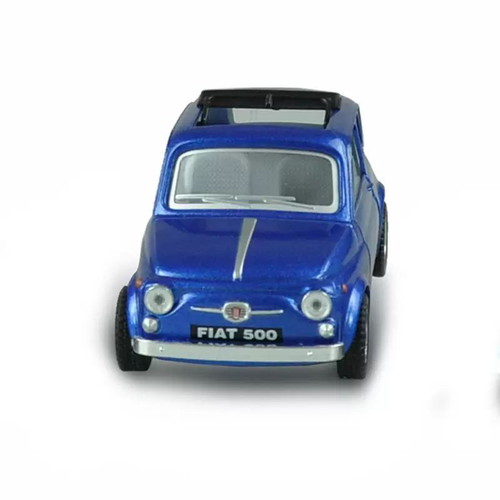 Fiat 500 model 1:24 scale with strong pull-back motor new, blue