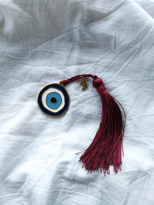 Evil eye charm new handmade with metal details and tassel