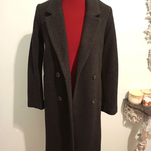 Monki black coat like new with lapel collar wool blend XS