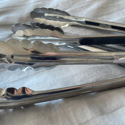 Kitchen tongs set of 4 stainless steel like new