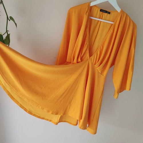 Boohoo yellow short dress size UK 16 like new