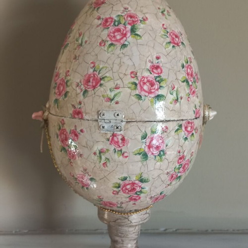 Handmade Easter egg with clock, new