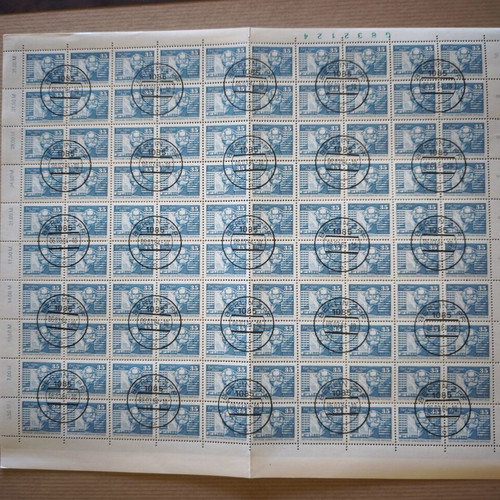 DDR 1959 rare numbered sheet of 100 stamps