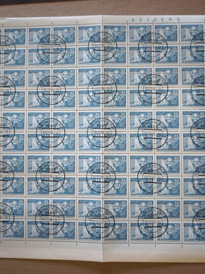 DDR 1959 rare numbered sheet of 100 stamps