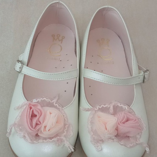 Everkid leather girls' ballerinas new, size 24, off white