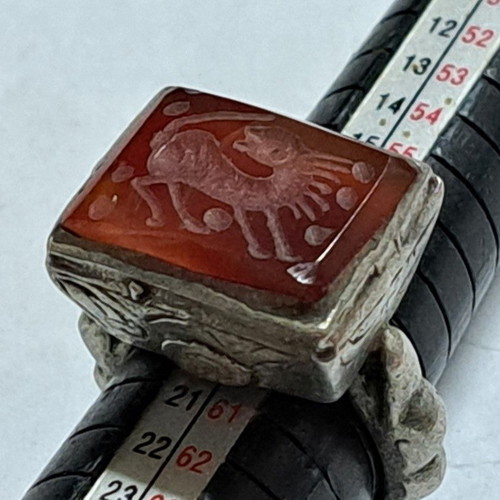 Persian 19th Century Rings with Natural Stone, Like New