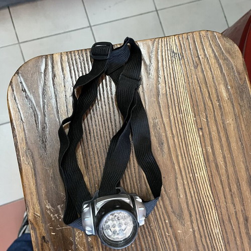 Headlamp used, 3xAAA batteries, 3 lighting modes and strobe