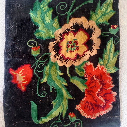 Handmade embroidered pillowcase cross stitch vintage 57x47 cm like new