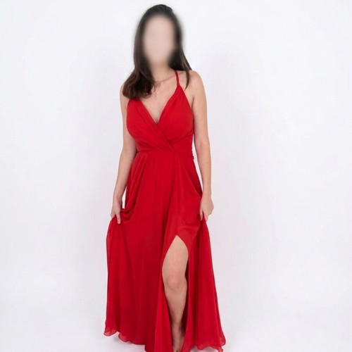 Fibes women's formal dress, red muslin, size XS