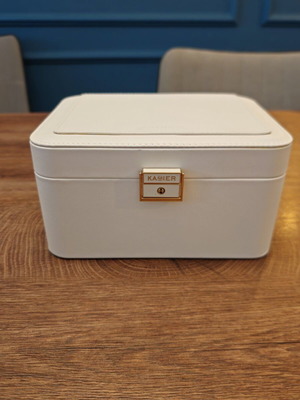 Jewelry box new, white with drawers and compartments