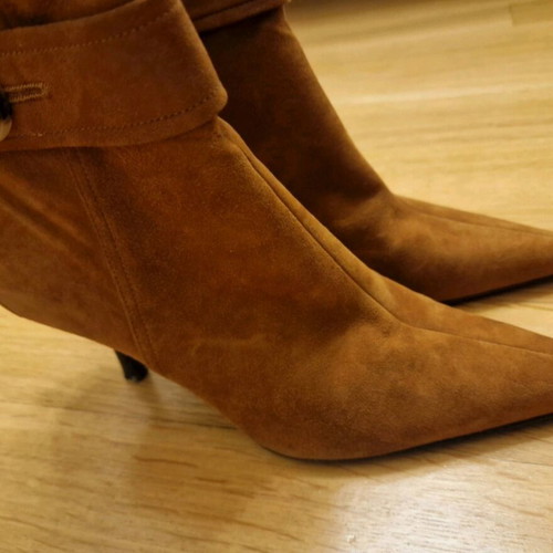 Sergio Rossi suede ankle boots, tan, size 38.5