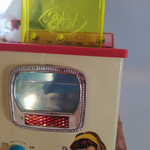 Solpa vintage children's washing machine toy used with box, lights