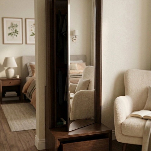 Storage column with mirror and drawer like new