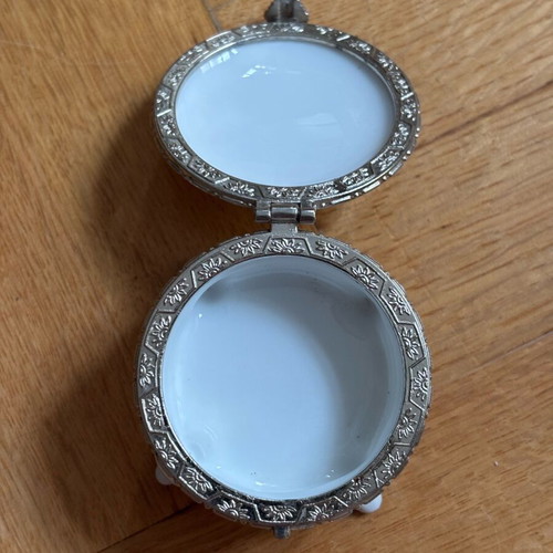 Limoges porcelain box new with silver-plated trim