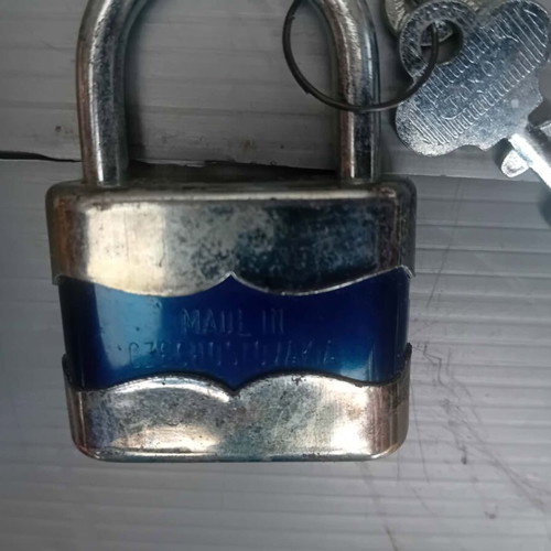 Vintage padlock used, made in former Czechoslovakia with two keys