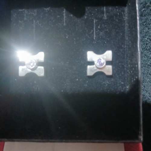 Silver earrings new, purple 1.1×1.1 cm