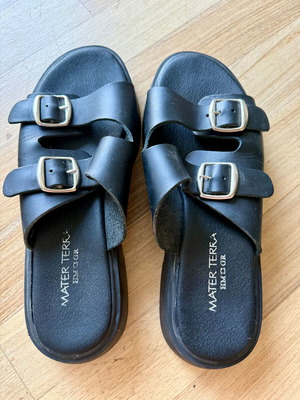 Matter Terra leather platform slippers used, size 39