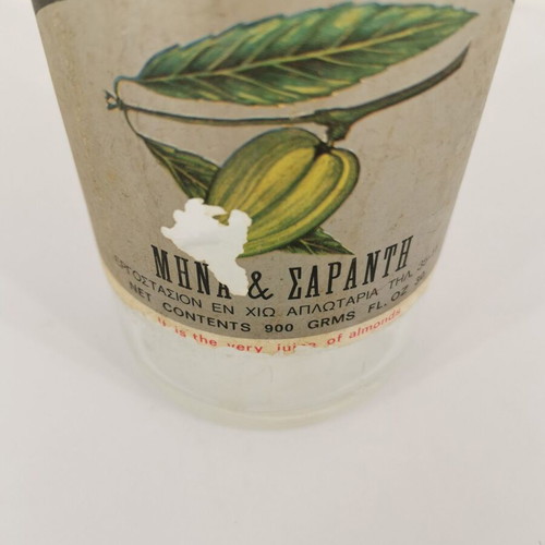 Glass bottle of Soumada of Chios used