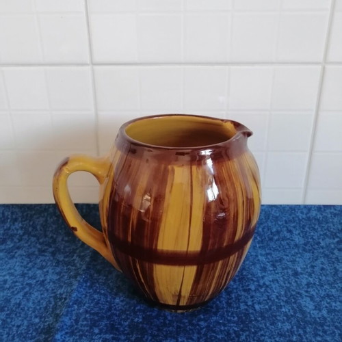 Clay wine jug vintage handmade glazed ceramic