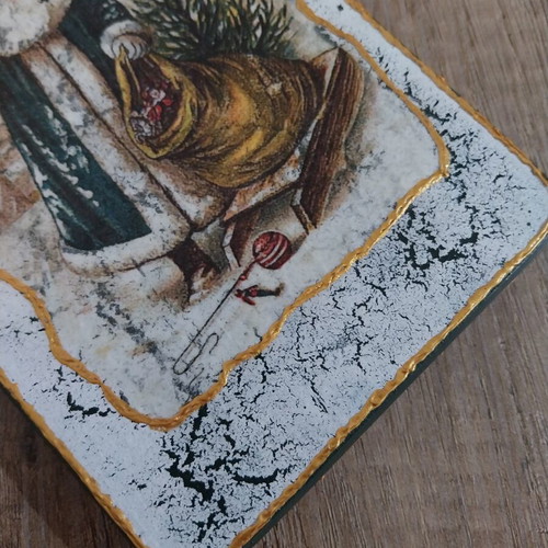 Decorative Cutting Board Santa Claus Handmade with Gold Enamel