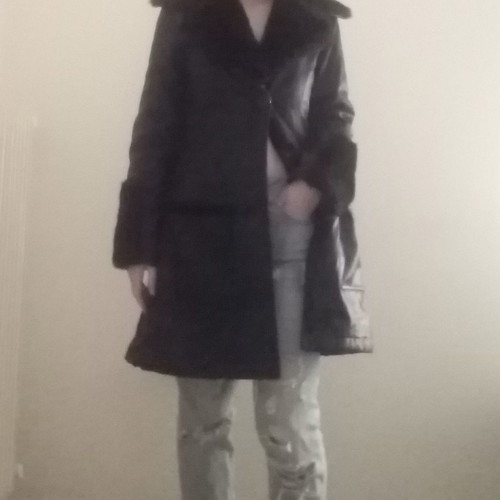Leather coat new, size medium, black