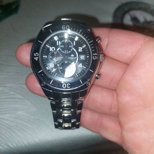 Vogue wristwatch chronograph silver metal bracelet like new
