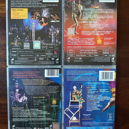 Cirque du Soleil 4 DVD like new, 4 performances with subtitles